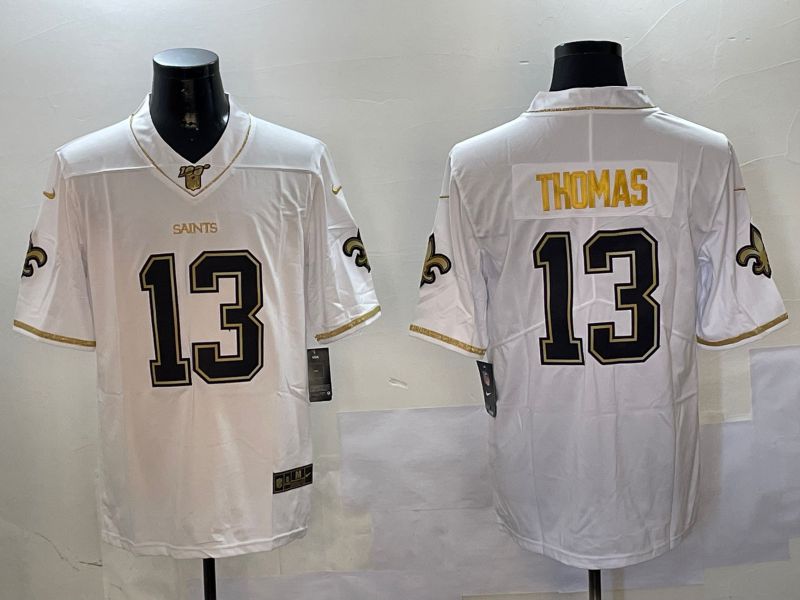 Men New Orleans Saints #13 Thomas White Gold Throwback 2024 Nike Limited NFL Jersey style 1->new orleans saints->NFL Jersey